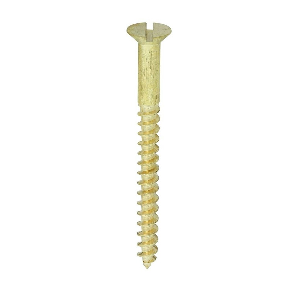image 1 of Timco - Solid Brass Timber Screws - SLOT - Countersunk (Size 12 x 2 1/2 - 100 Pieces)