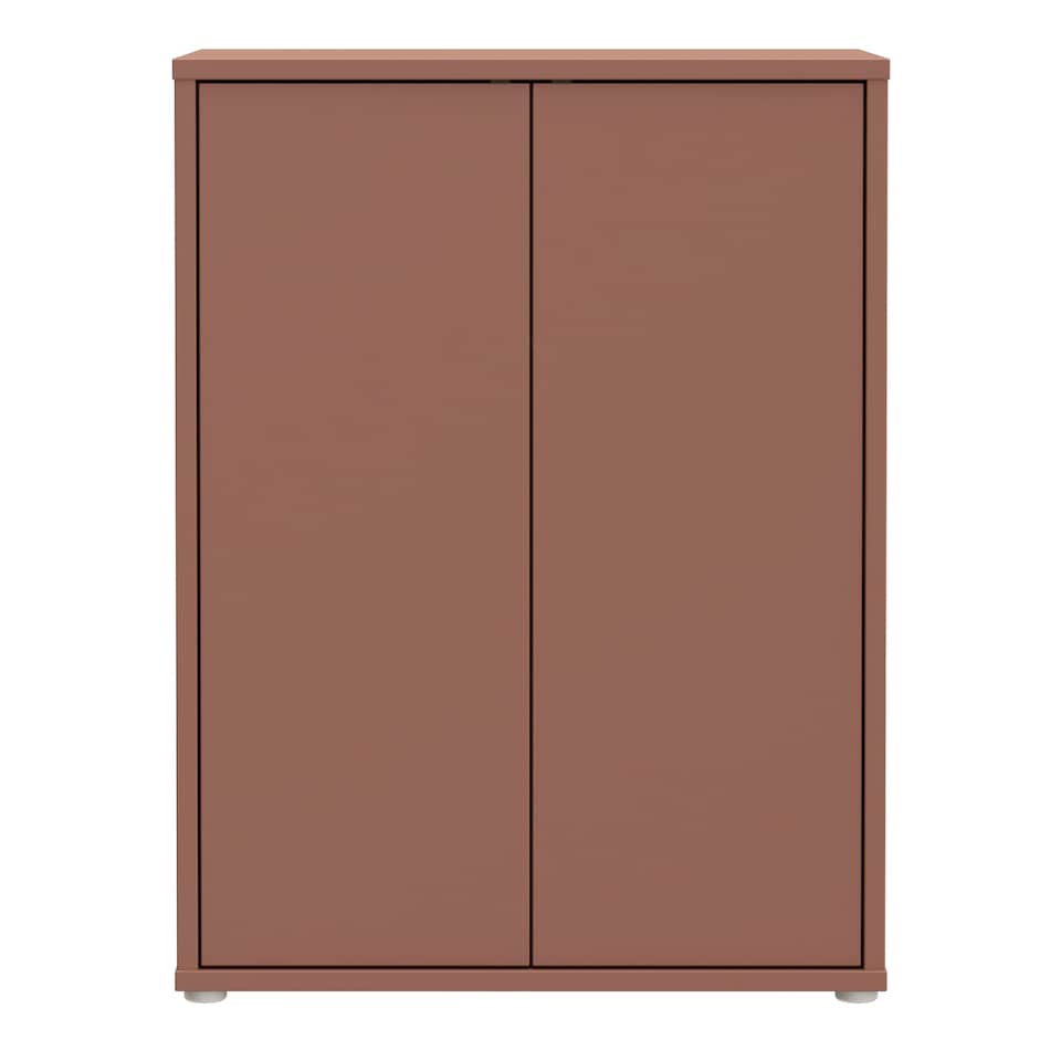 image 1 of Alice Springs Tall 2 Door Cupboard with Push-to-Open Doors in Terracotta
