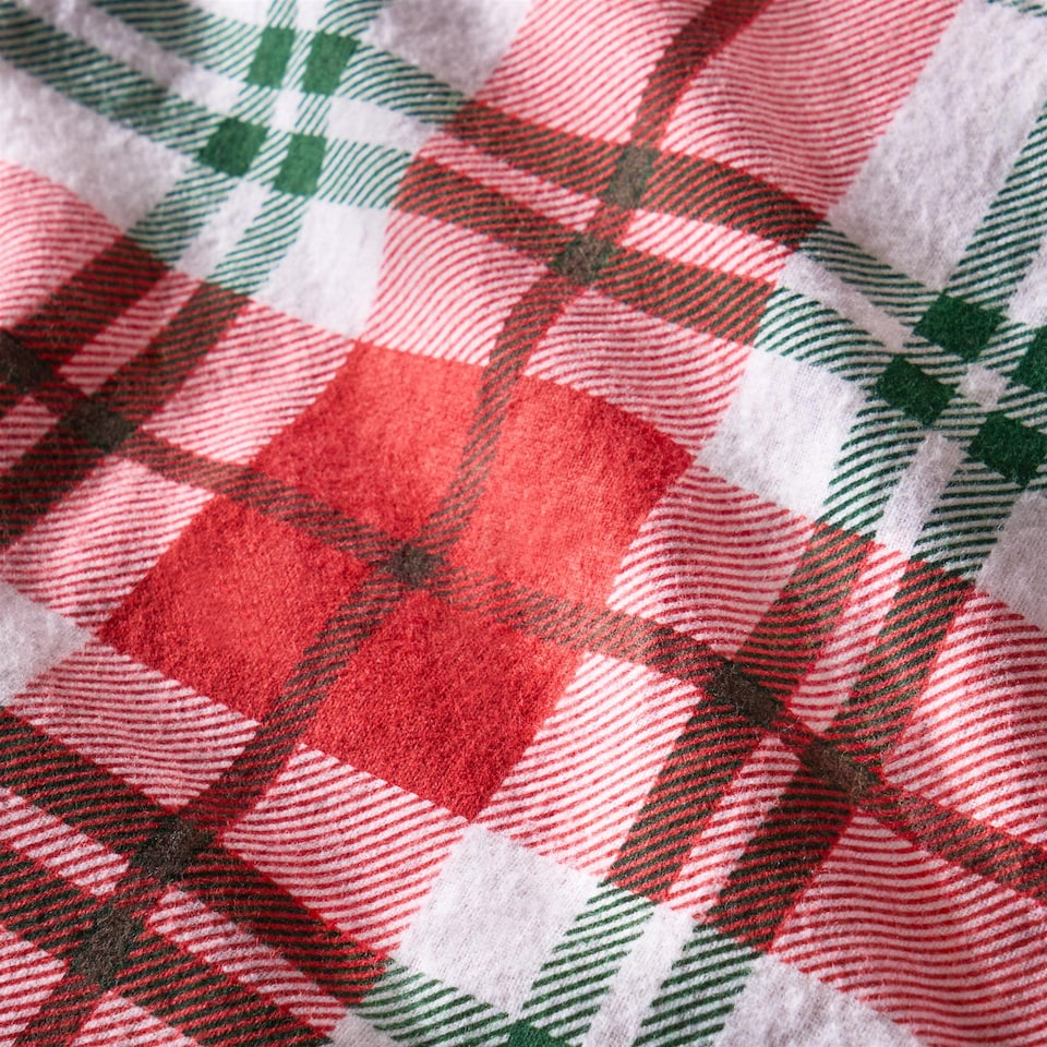 image 1 of OHS Traditional Christmas Check Brushed Cotton Duvet Cover Set | Red | Double