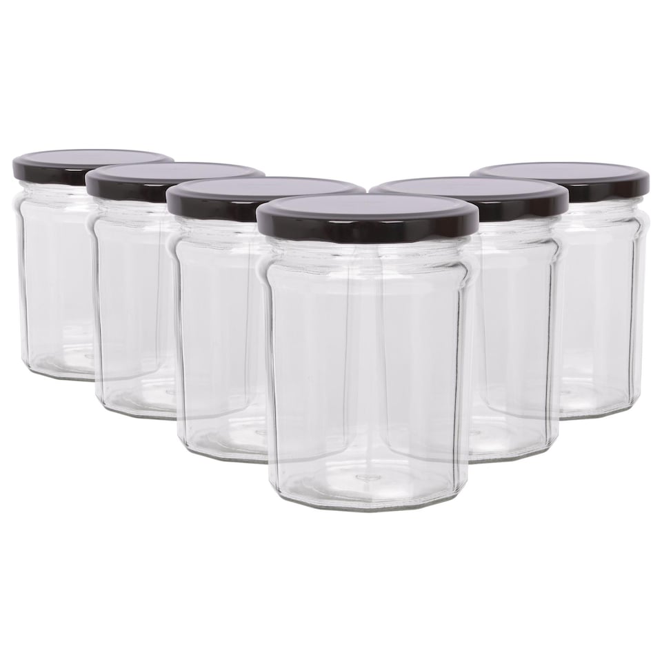 image 1 of Argon Tableware Glass Jam Jars with Lids - 450ml - Pack of 6