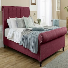 Sally Linen Double Bed Frame - Maroon