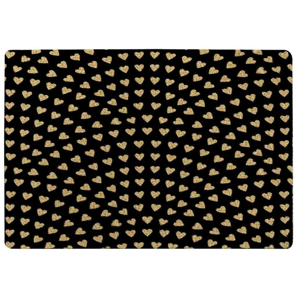image 1 of Geometric Glitter Love Hearts (Rug) Black | XL: 160x230cm