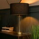 image 3 of ValueLights Contemporary Matt Gold & Clear Tube Table Lamp with a Black Cylinder Shade - Complete with a 4w LED Globe Bulb 3000K Warm White Black