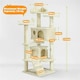 image 3 of Yaheetech 137cm Tall Cat Tree with Scratching Posts Beige