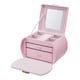 image 3 of Living and Home Stylish Jewellery Box with Handle - Pink