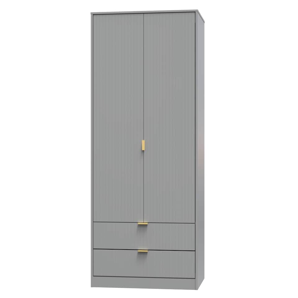 image 1 of Denver Tall 2 Drawer Double Wardrobe in Dusk Grey (Ready Assembled) | Grey | Dusk Grey