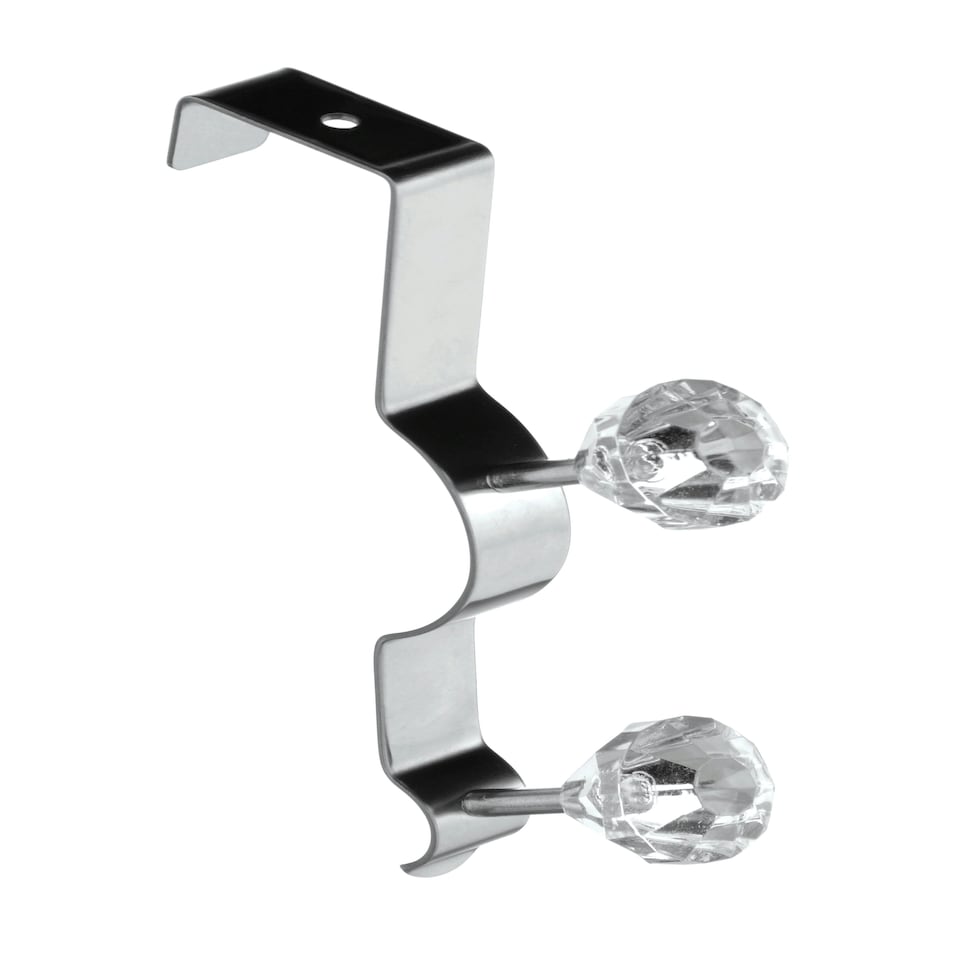 image 1 of Interiors by Premier Over Door Double Hook With Clear Diamantes, Metal Hook For Coats, Towels Or Accessories, Easy Over-The-Door