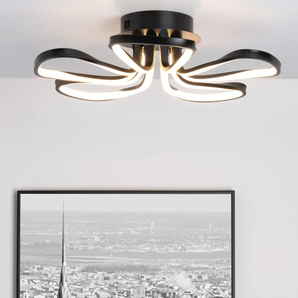 image 1 of BHS Alvar LED Petals Ceiling Light | Black | Satin Black | 1