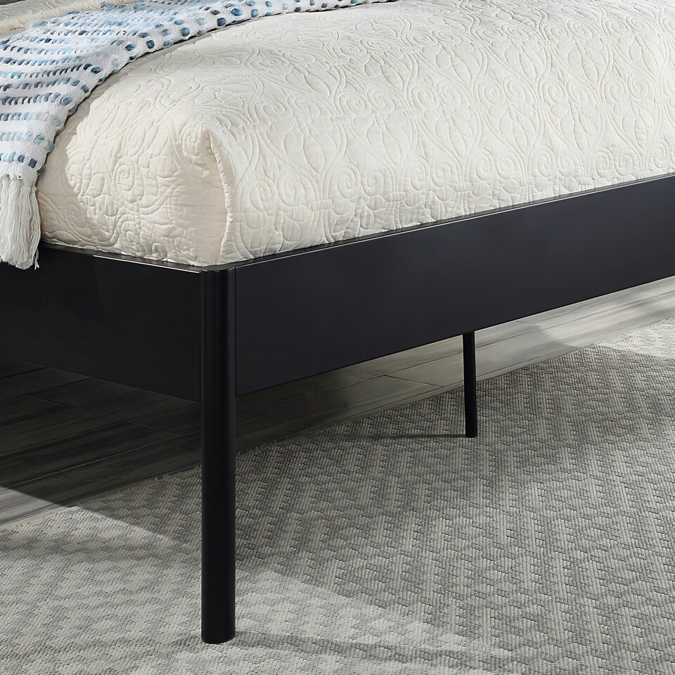 image 1 of Cheshunt Black Metal Rattan Headboard Bed Frame (King)