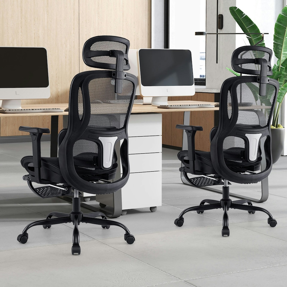 image 1 of COSTWAY Ergonomic Office Chair Swivel Computer Chair Black