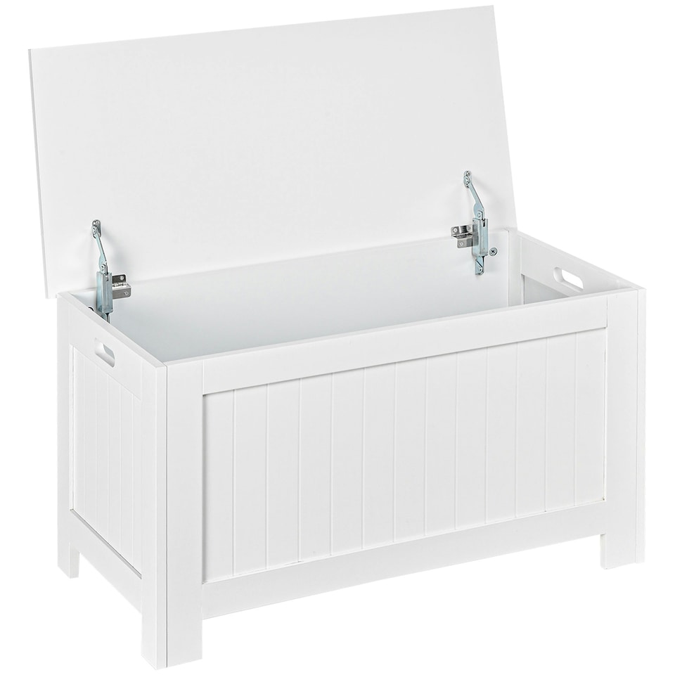 image 1 of HOMCOM Storage Box Toy Chest Cabinet Unit Organizer with Safety Hinges White