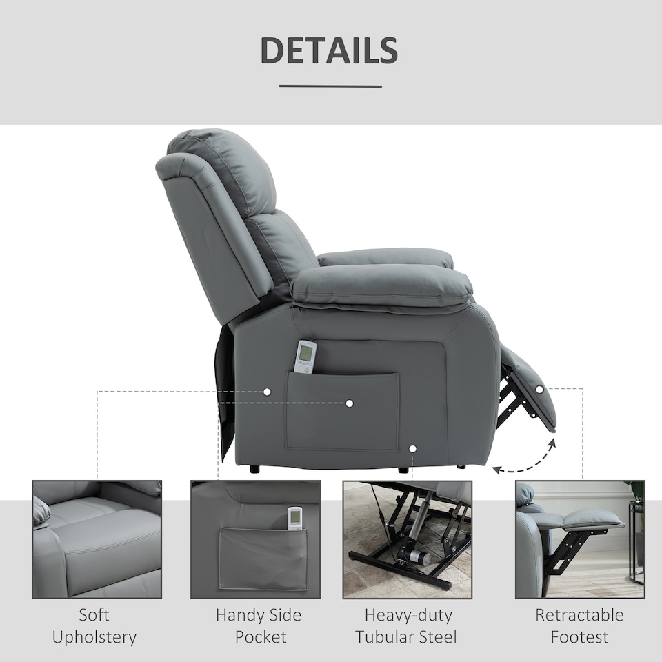 image 1 of HOMCOM Riser and Recliner Chair Power Lift Recliner with Remote, Grey | Grey
