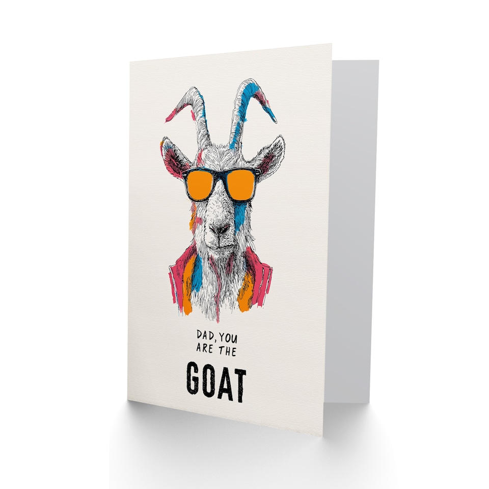 image 1 of Funny Father's Day Card for Dad Greatest Of All Time Goat Greeting Card Blank