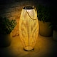 image 1 of ValueLights Solar Powered Outdoor Natural Bamboo Floor Lamp with Drum Shade Cream