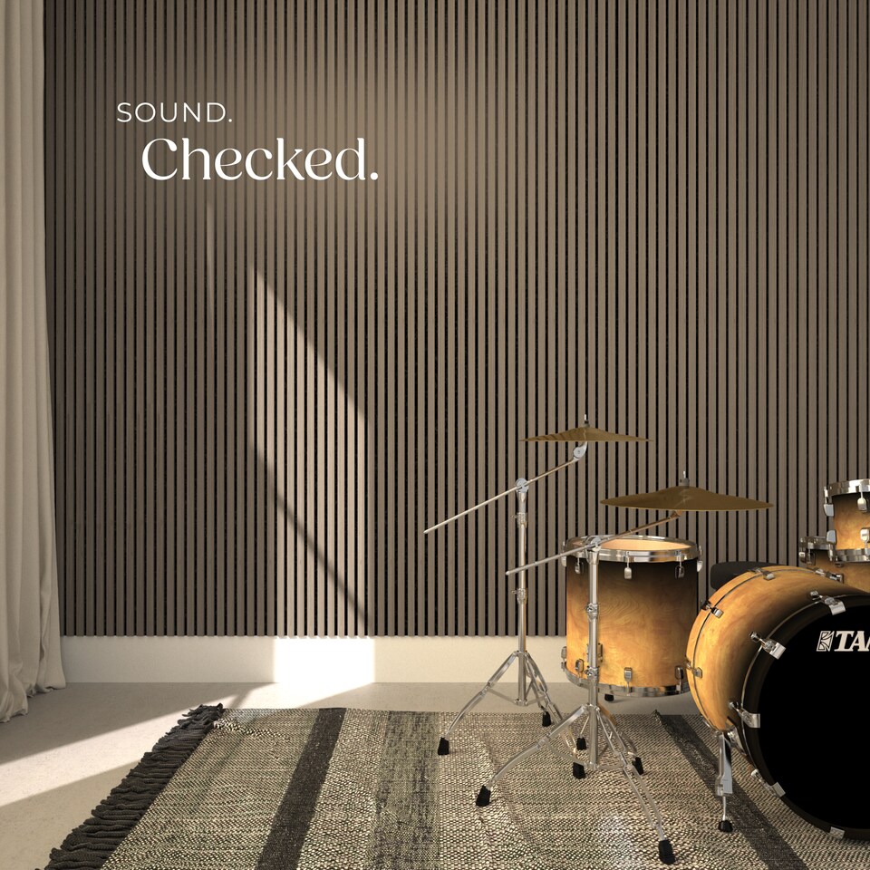 image 1 of Acoustic Wall Panels with Wood Veneer Slats, Thick Felt and Easy to Install | Brown | Dark oak | 120 x 60 x 120 cm | 2