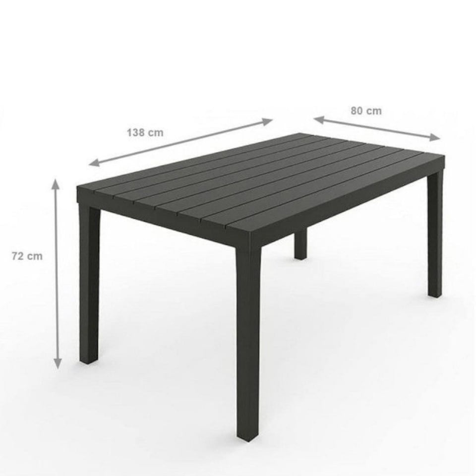 image 1 of Rectangle Anthracite Plastic Garden Table