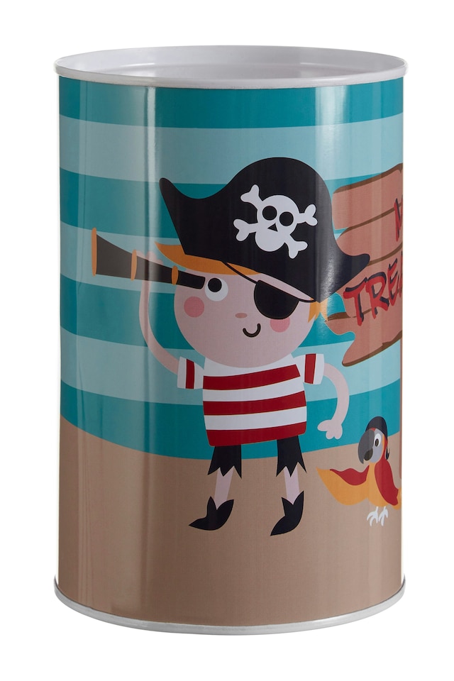 image 1 of Interiors by Premier Pirate Round Money Tin, Sturdy and Secure Tin Money Box, Sealed Money Tin for Kids, Money Saving Tin | Multi