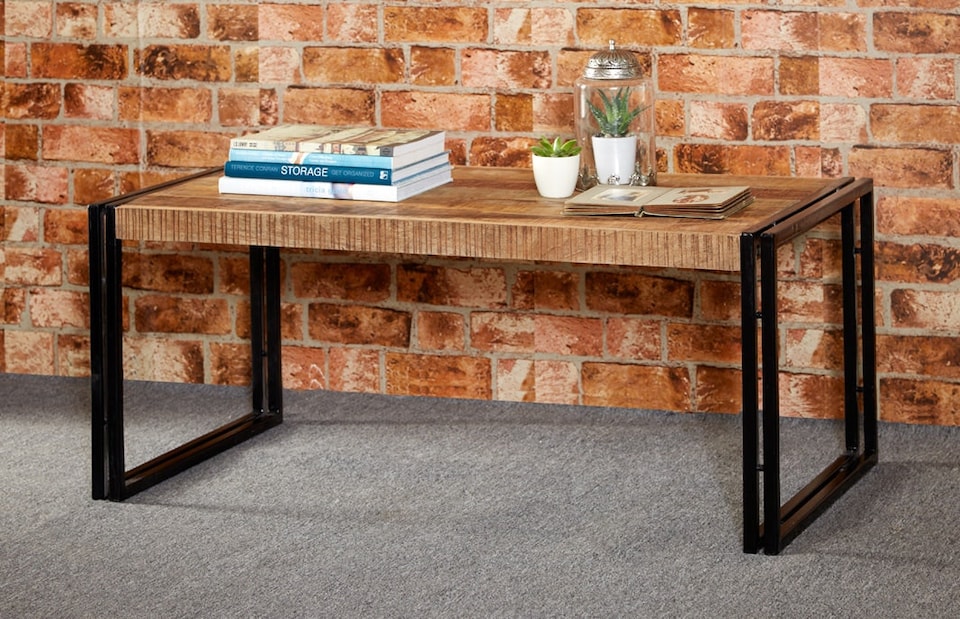 image 1 of Herica Industrial Vintage Mintis Large Coffee Table | Brown