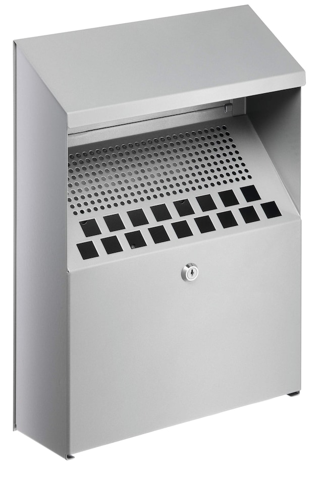 image 1 of Durable Wall Mounted Lockable Steel Ashtray | 4L | Silver | Silver