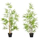 image 1 of Outsunny Set of 2 120cm/4FT Artificial Bamboo Trees Plant w/ Pot Indoor