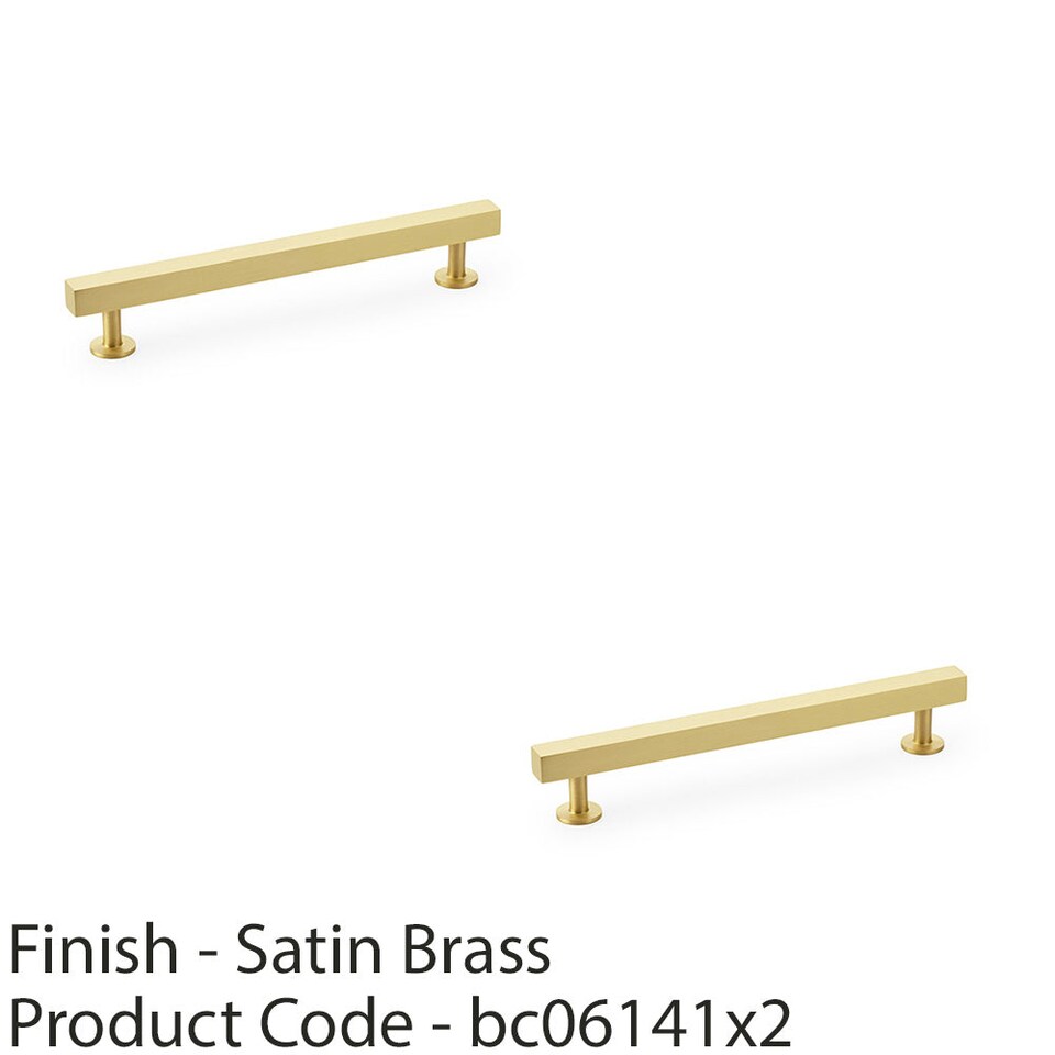 image 1 of 2 PACK - Straight Square Bar Pull Handle - Satin Brass 160mm Centres SOLID BRASS Drawer