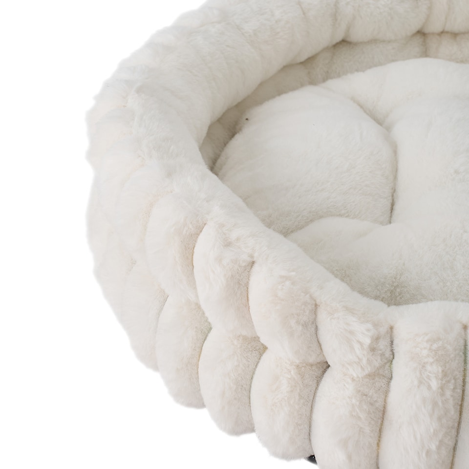 image 1 of Living and Home Pet Bolster Bed for Cat and Dog | White | S