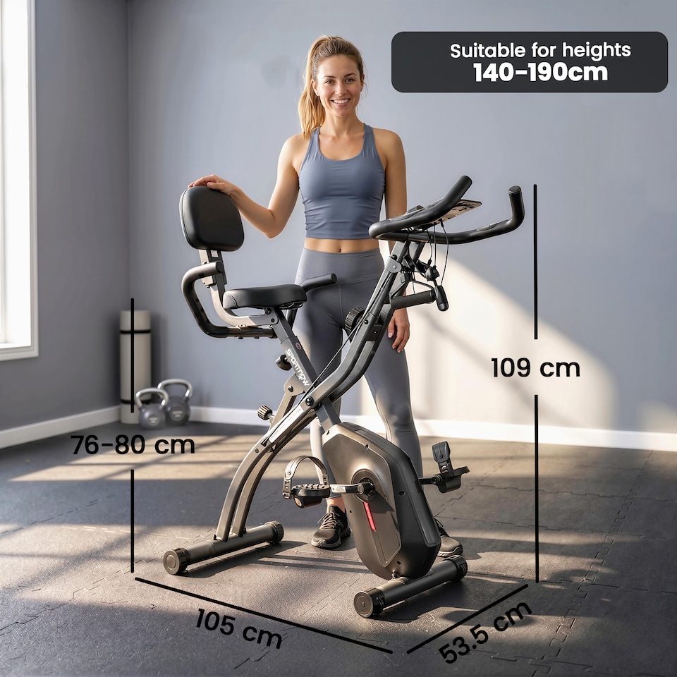 image 1 of SPORTNOW Folding Exercise Bike with Resistance Bands