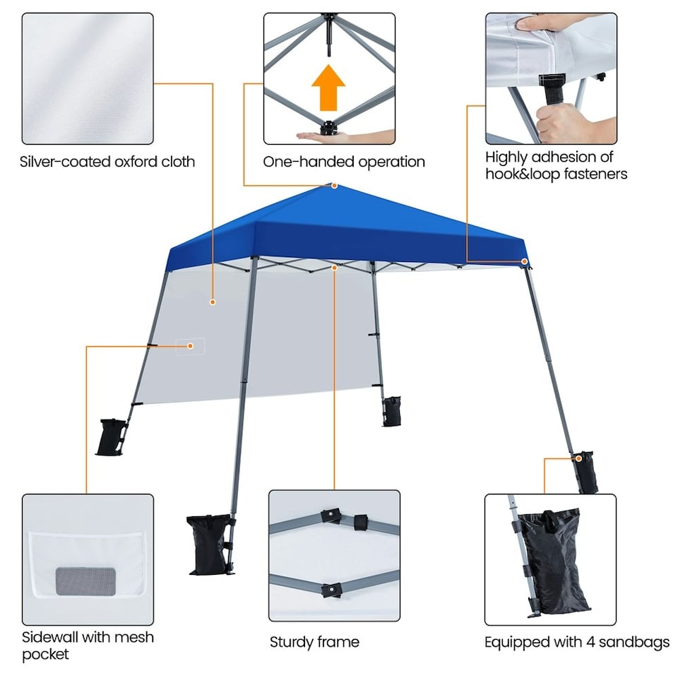 image 1 of Yaheetech One-person Set Up Pop-up Canopy Tent w/ Side Panel | Blue