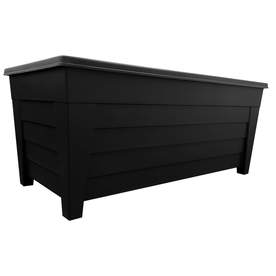 image 1 of Set Of 4 Black Grosvenor Trough Planters Perfect For Displaying Flowers & Plants Black