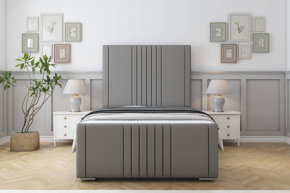 image 1 of Sloomy Harrington Pewter Dumfries Bed Frame With Mattress With 50" Upholstered Headboard 3' Single