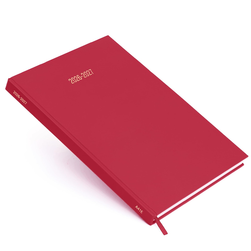 image 1 of 2026 2027 Academic Diary A4 Page a Day - Mid Year Hardback Planner From August 2026 to July 2027 - Student Teacher School Organiser with Ribbon Bookmark (A4, Red)