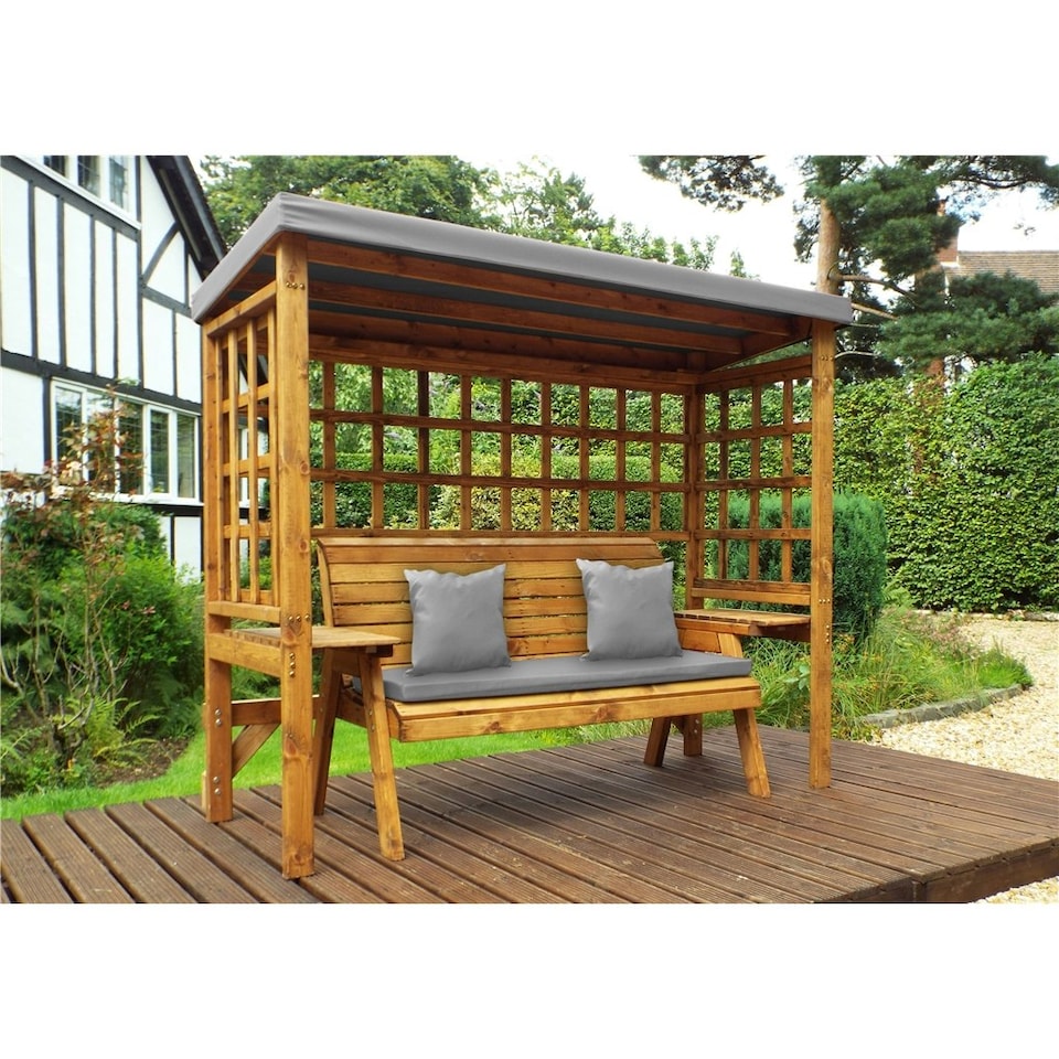 image 1 of Traditional Zubond Three Seater Abour With 1 x Winchester Cushion Grey & 2 x Scatter Cushion Grey