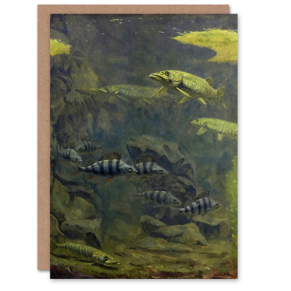 image 1 of Gerrit Willem Dijsselhof Art Card Pike and Perch in Aquarium