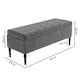 image 3 of 90cm Paris Plain Ottoman Storage Bench -Naples Shoes Bench with Black Turned Wooden Legs - Dark Grey Upholstery Storage Footstool