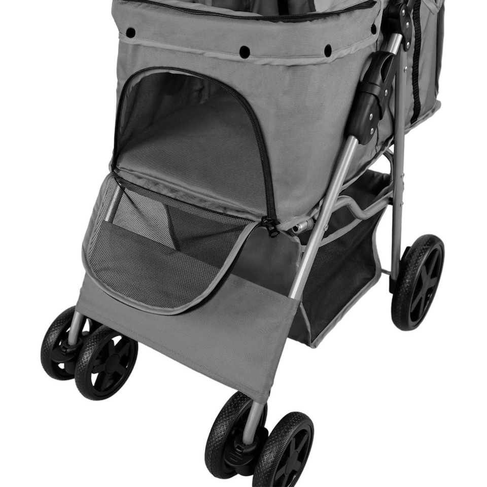 image 1 of Pet Stroller with Rain Cover – Grey | Multi | One Size