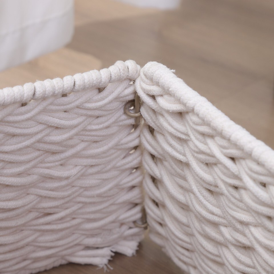 image 1 of 47cm Square Christmas Tree Skirt Stand Decorative Base Festive Xmas PVC Rope | Multi | White Rope | 1