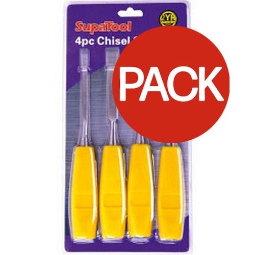 SupaTool Chisel Set (Pack of 4) - Yellow/Silver - One Size