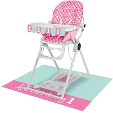 Creative Party Bunny 1st Birthday High Chair Decoration Set - Blue/Pink - One Size