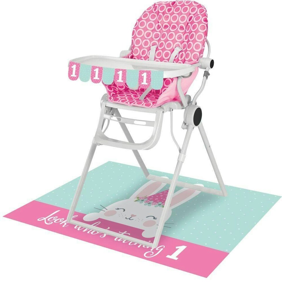 Creative Party Bunny 1st Birthday High Chair Decoration Set - Blue/Pink - One Size