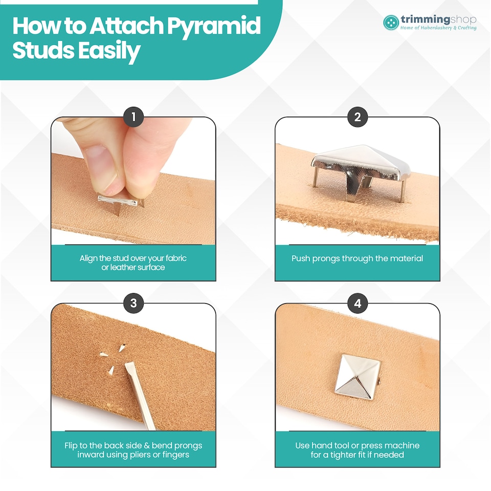 image 1 of 9mm Pyramid Shaped Nail Head Studs Square Metal Leather Rivets - 50pcs