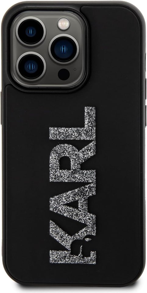 image 1 of Karl Lagerfeld 3D Rubber Glitter Logo Case for iphone 15 Pro Max 6.7 Black - KLHCP15X3DMBKCK