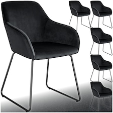 Dining Chair Jeane - velvet look, cantilever frame - Set of 6 Black | Velvet Look Black/Black