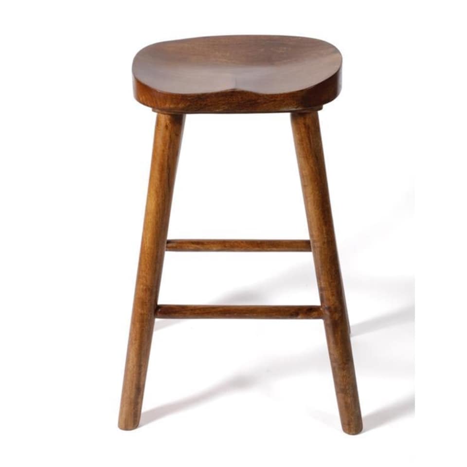 image 1 of Solid Mango Wood Dark Breakfast Bar Kitchen Pub Café Stool Wooden H 68 x W 38 x D 38 cm