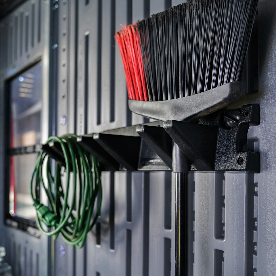 image 1 of Suncast Triple Hook Long Handle Tool Hanger Set - Pack of 2 | Black