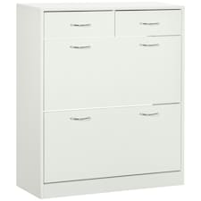 HOMCOM Slim Shoe Cabinet with 2 Flip Drawers for 12 Pairs of Shoes