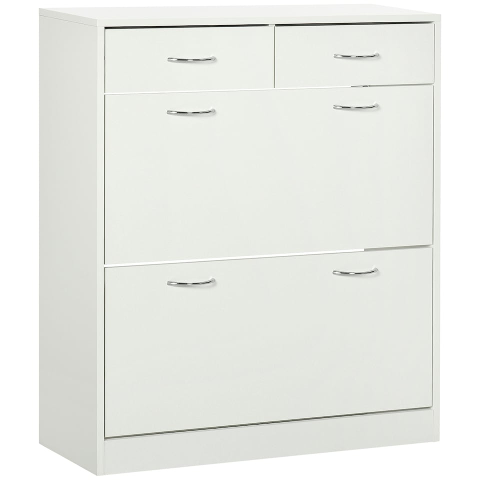 image 1 of HOMCOM Slim Shoe Cabinet with 2 Flip Drawers for 12 Pairs of Shoes