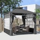 image 2 of Outsunny 3 x 3 m Garden Gazebo, Double Roof Metal Gazebo with Removable Sidewalls and Church Windows, Outdoor Canopy Shelter, Dark Grey
