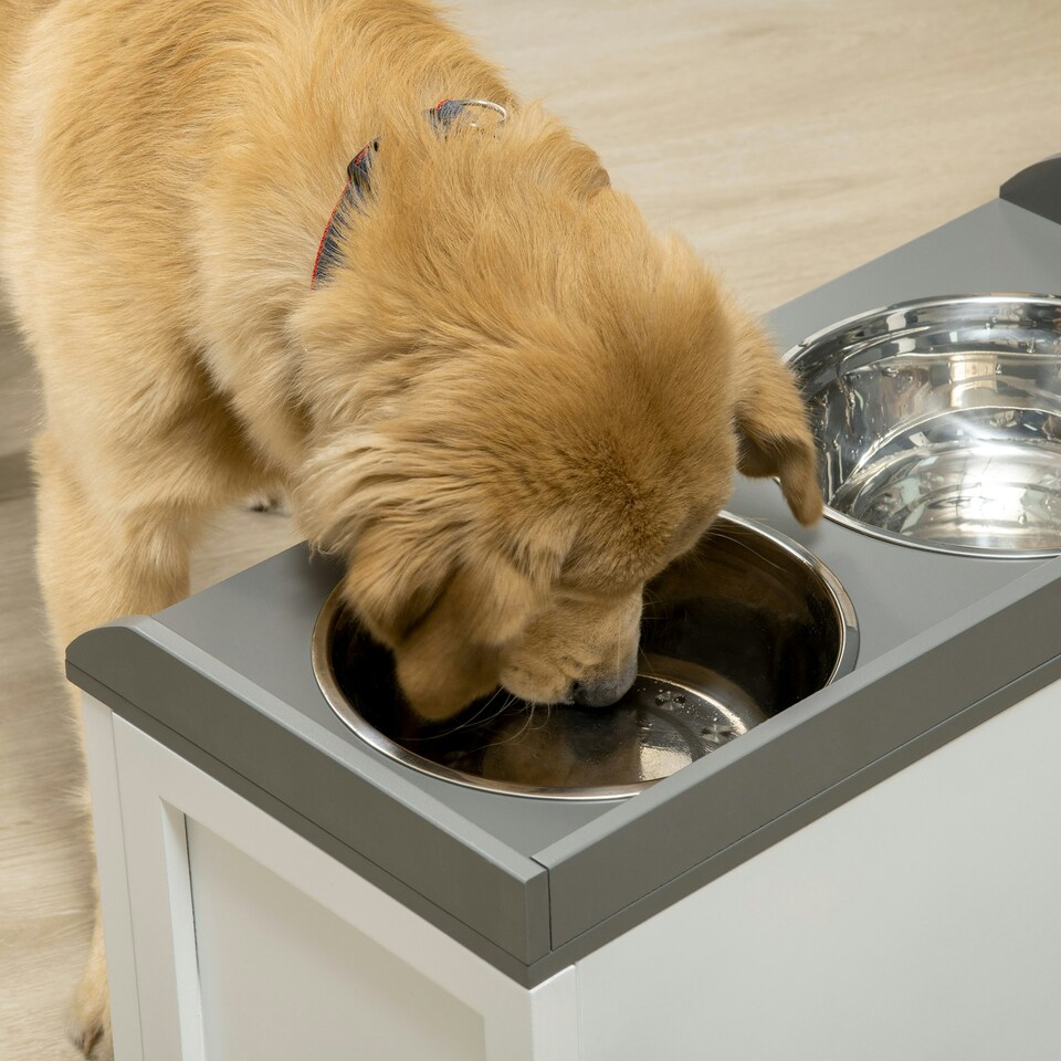 image 1 of PawHut Stainless Steel Raised Dog Bowl w/ 21L Storage Drawer, for Large Dogs