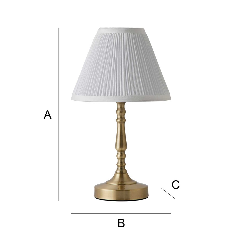 image 1 of ValueLights Sienna Antique Brass Touch Table Lamp With Pleated Cream Shade | Gold
