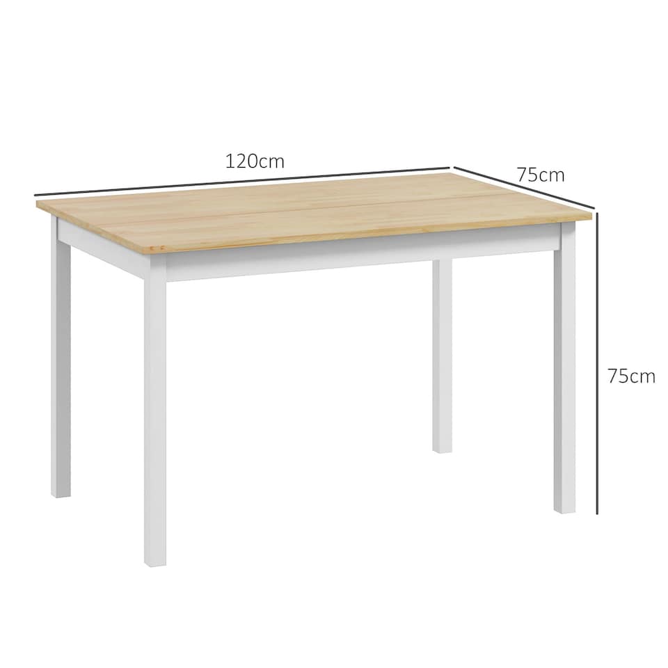 image 1 of HOMCOM Dining Table for 4, Solid Wood Farmhouse Kitchen Table for Living Room, Dining Room, 120 x 75 x 75cm, Natural